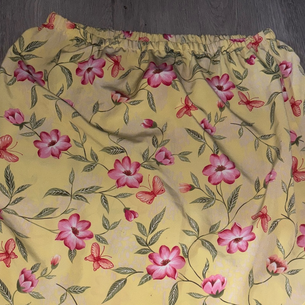 Sag Harbor Yellow Floral A-Line Skirt